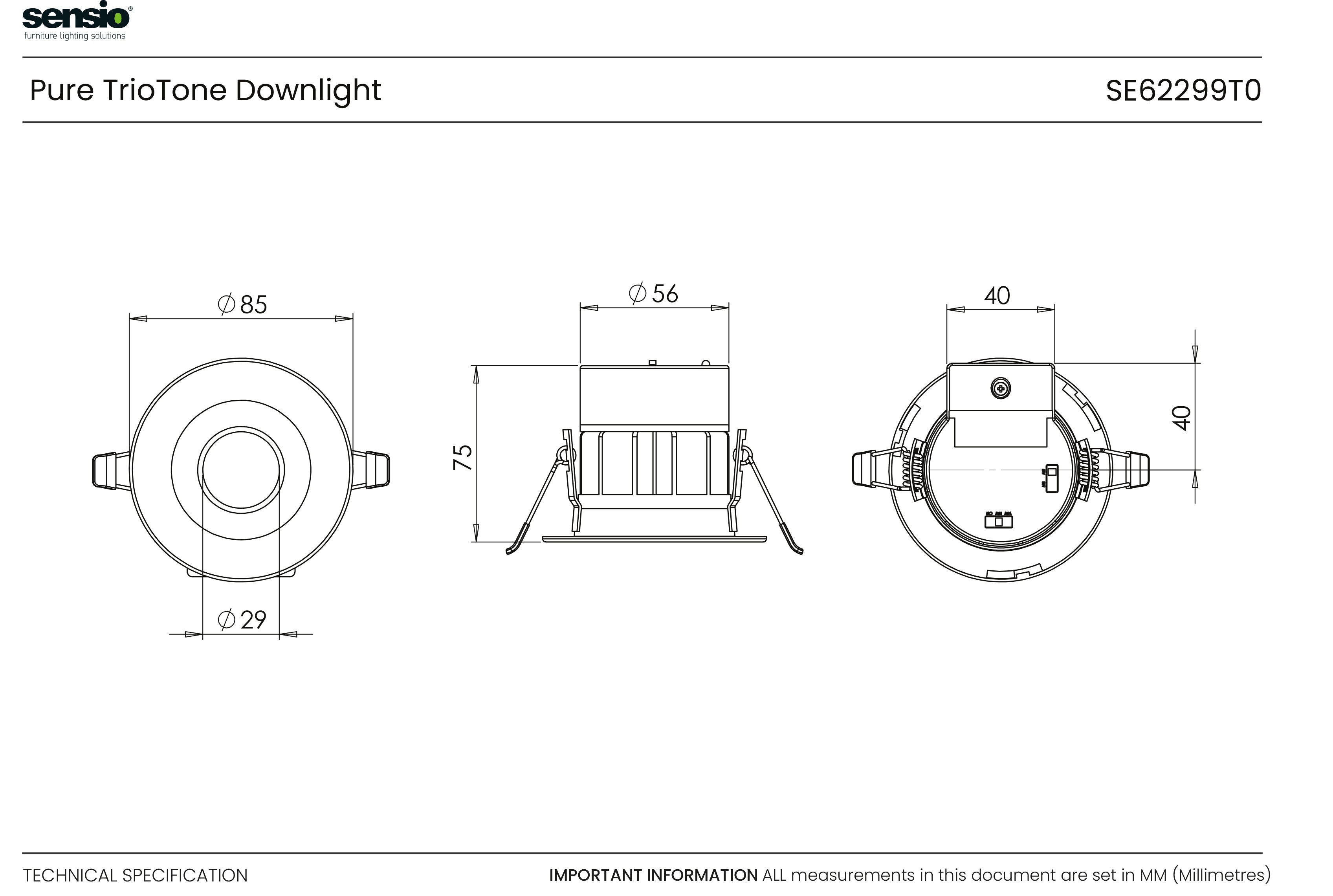 Downlight IP65 double puissance Pure TrioTone®