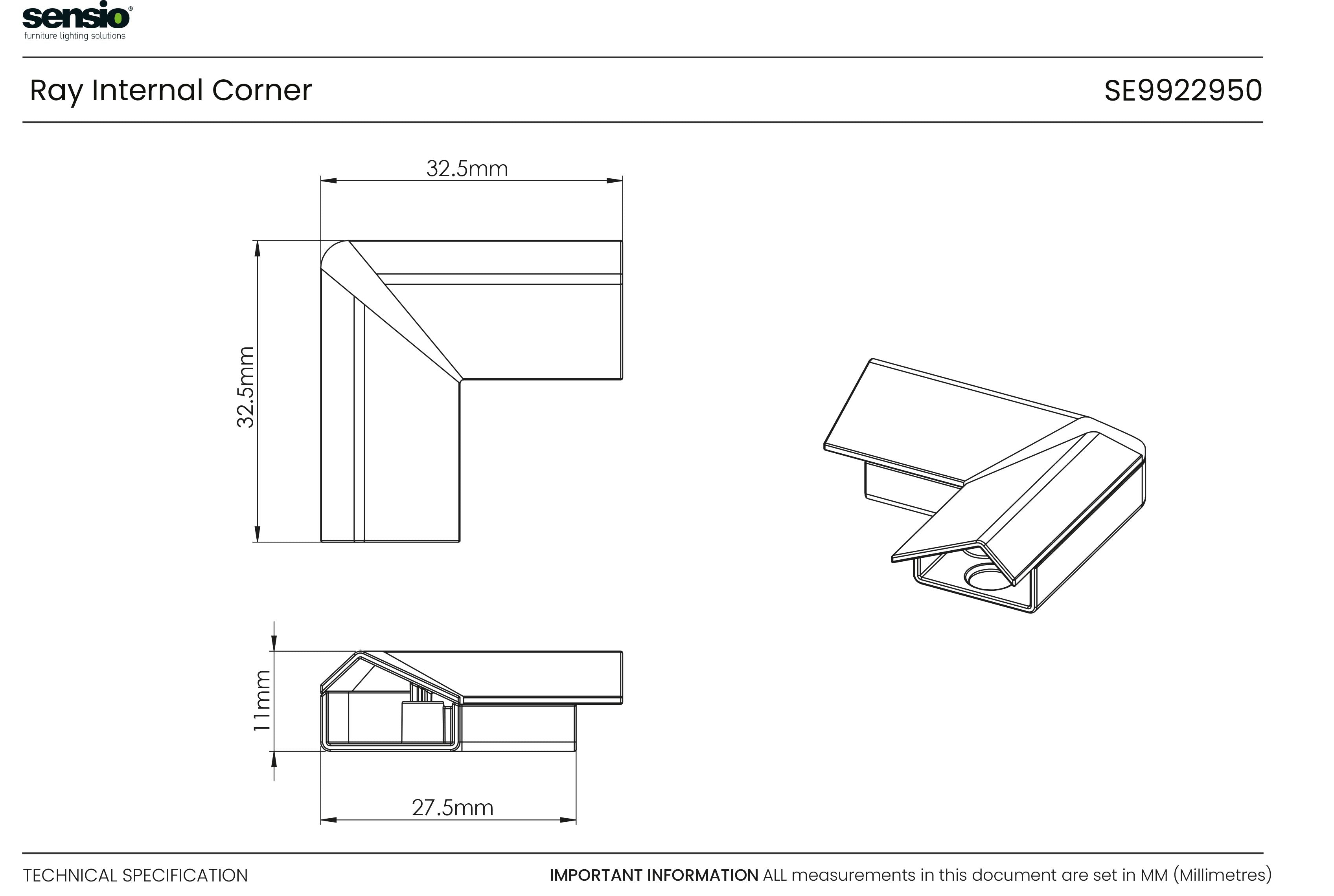 Ray - Connecteur d’angle intérieur