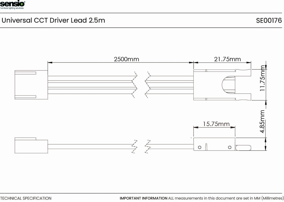Câble de connexion universel pour pilote de 2500 mm (4 broches)