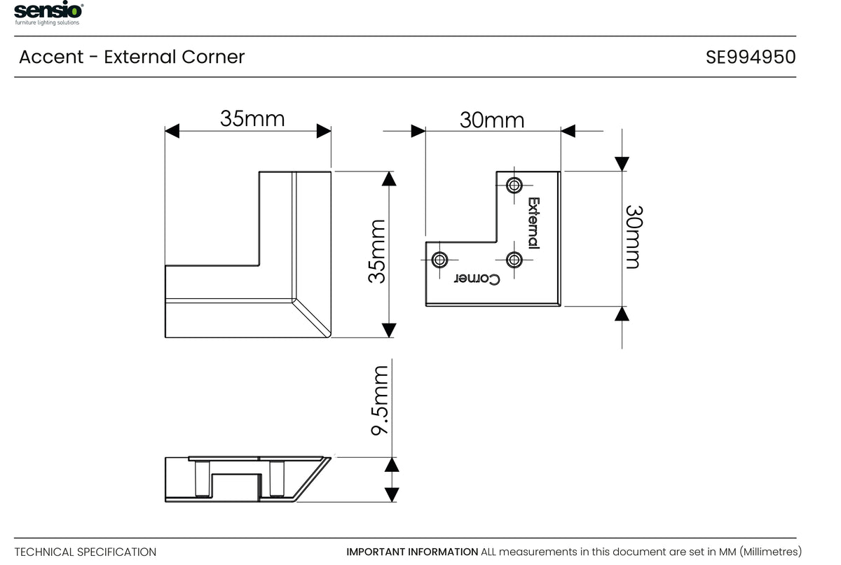Technical drawing for Accent - Connecteur d'angle externe
