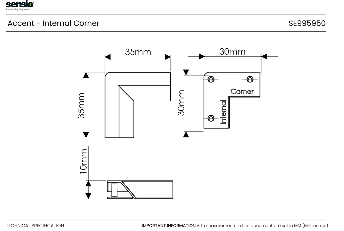 Technical drawing for Accent - Connecteur d'angle interne