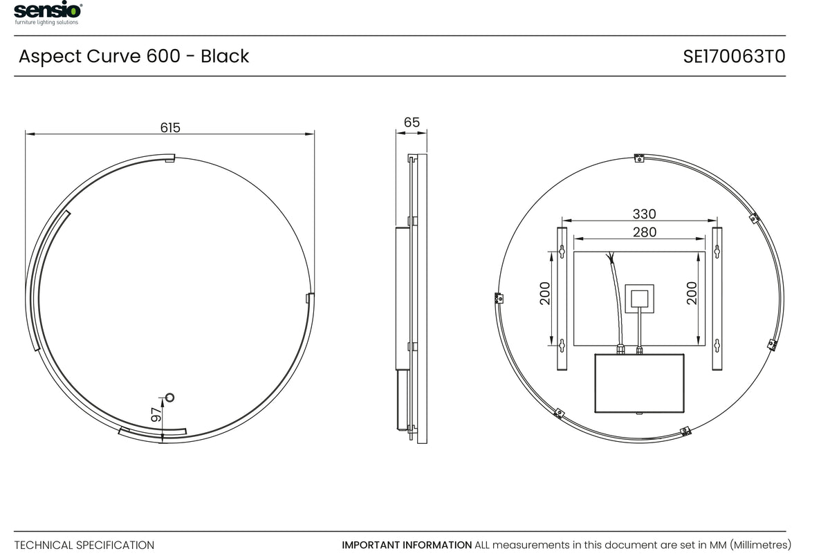 Technical drawing for Aspect Curve TrioTone®