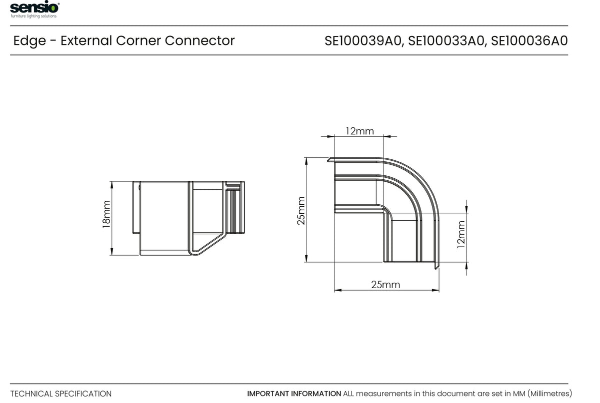 Technical drawing for Edge - Connecteur d'angle externe
