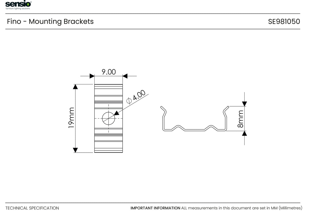 Technical drawing for Fino - Supports de montage