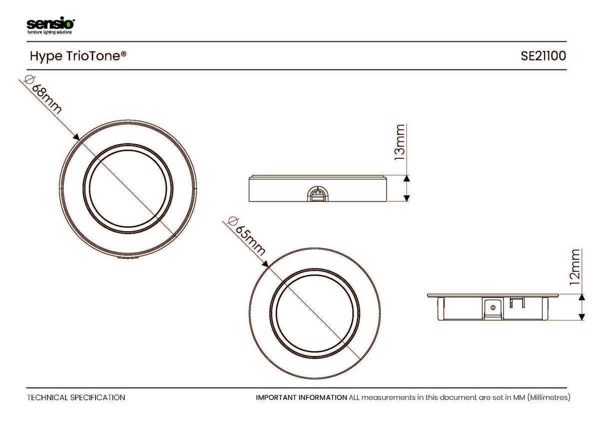 Technical drawing for Hype TrioTone®