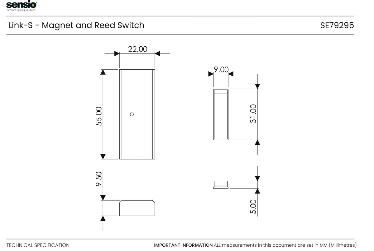 Technical drawing for Aimants sans fil Link-S