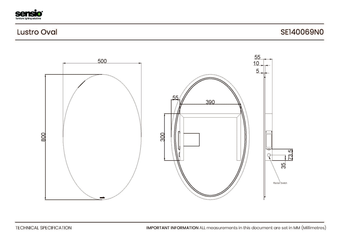 Technical drawing for Lustro Oval