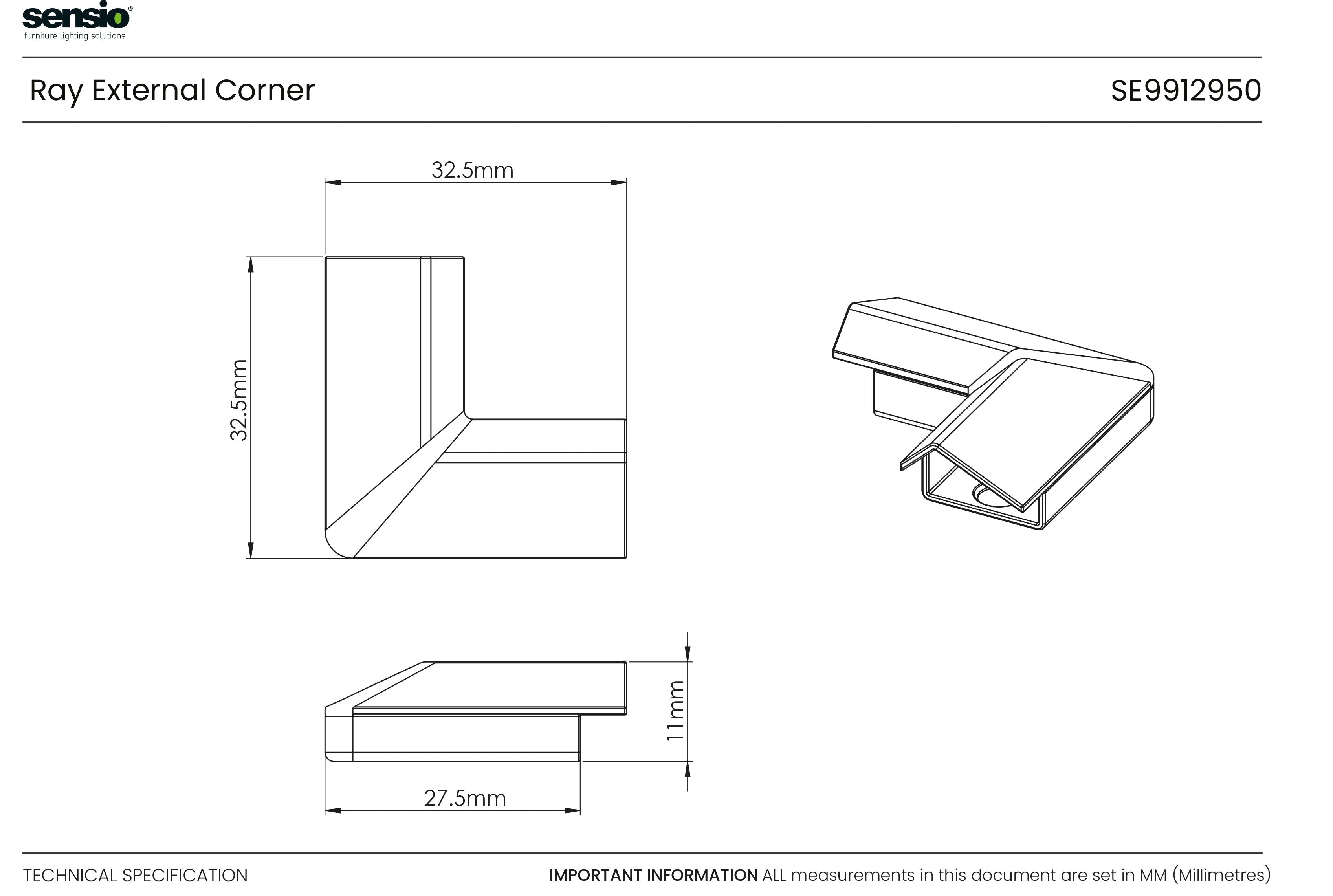Ray - Connecteur d’angle extérieur