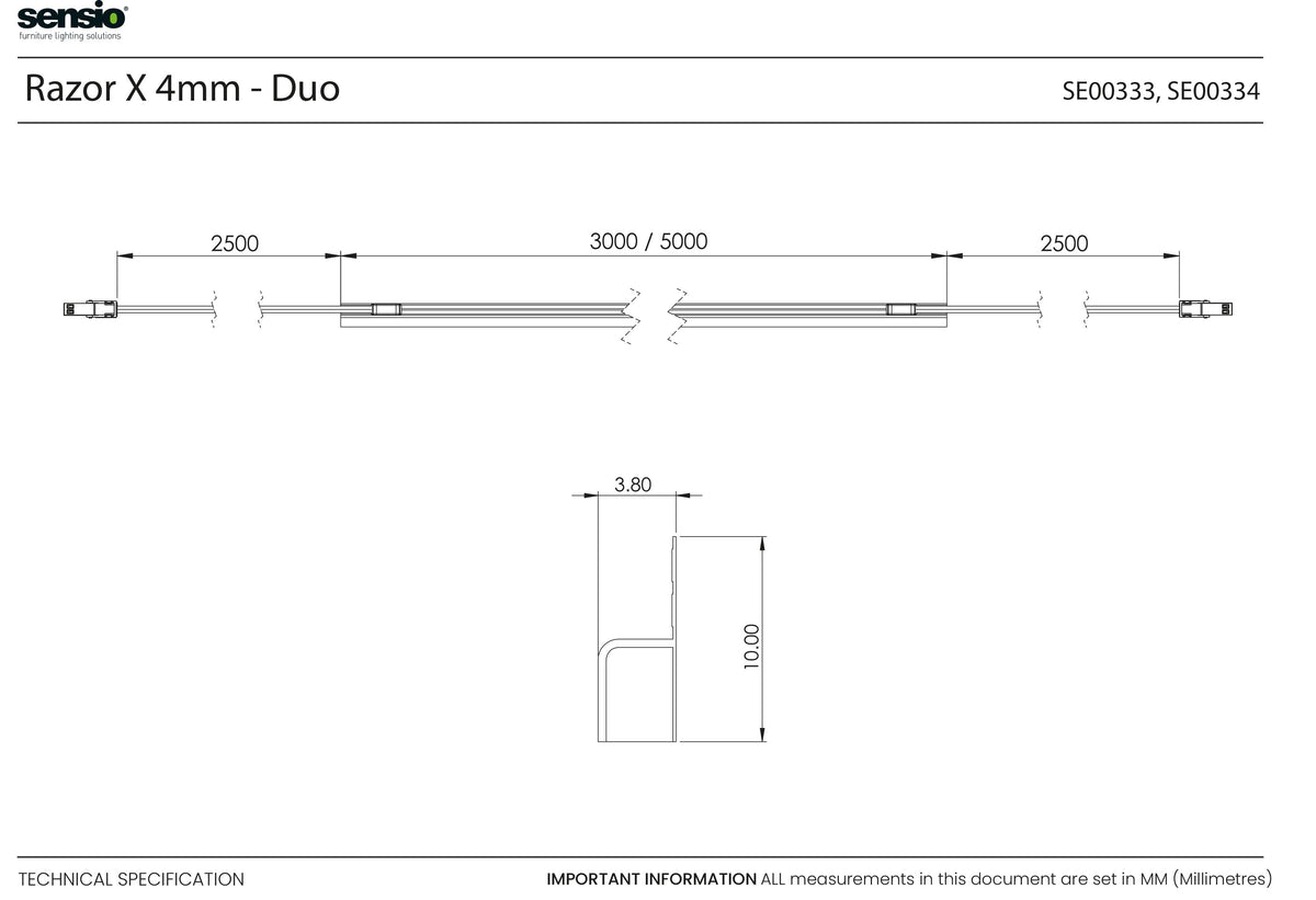 Technical drawing for Razor X 4mm Duo™