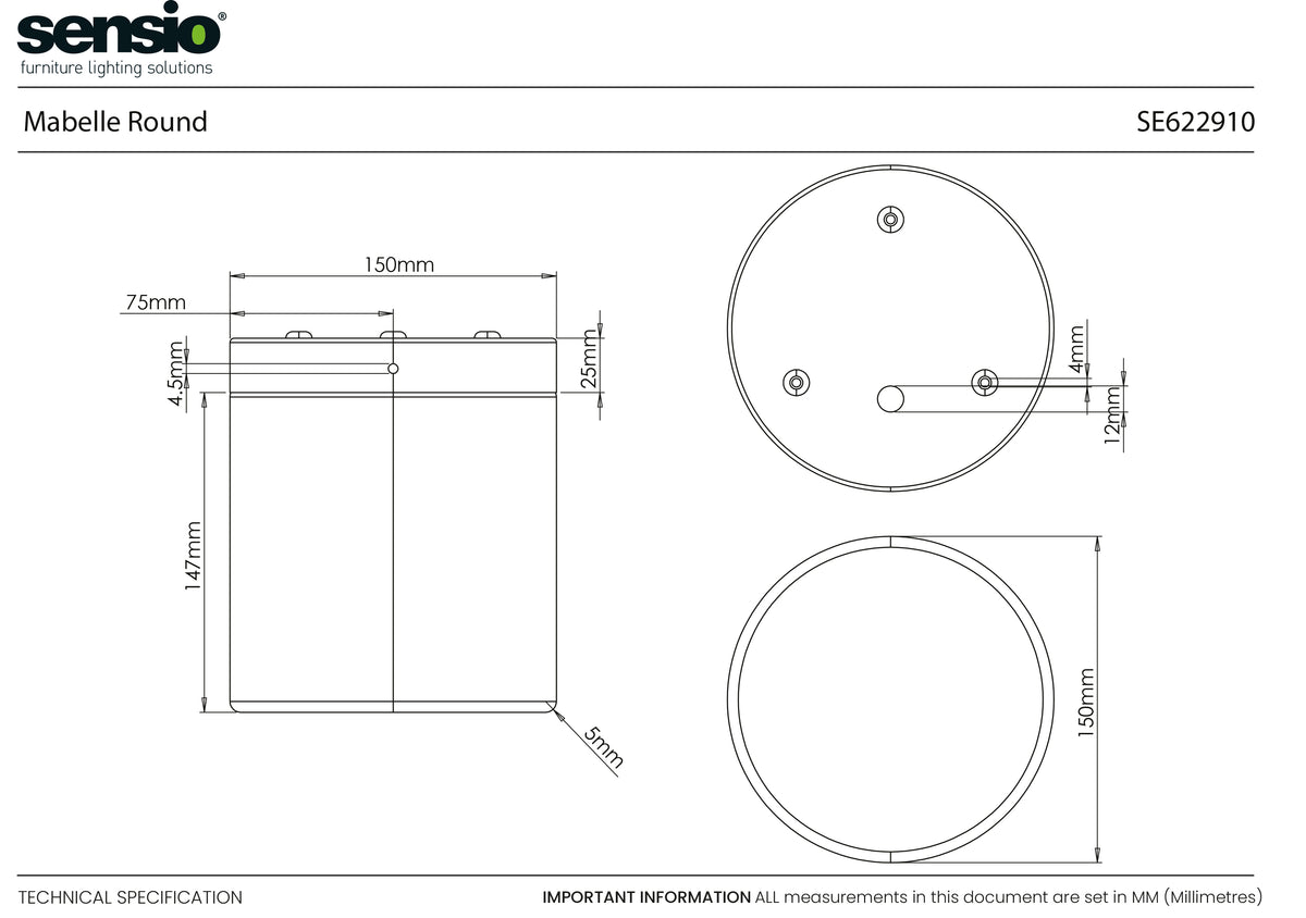 Technical drawing for Mabelle Round