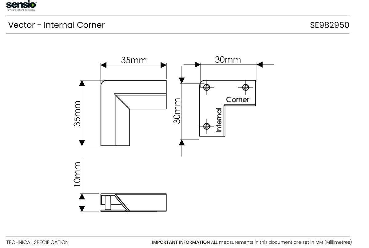 Technical drawing for Vector™ Internal Corner
