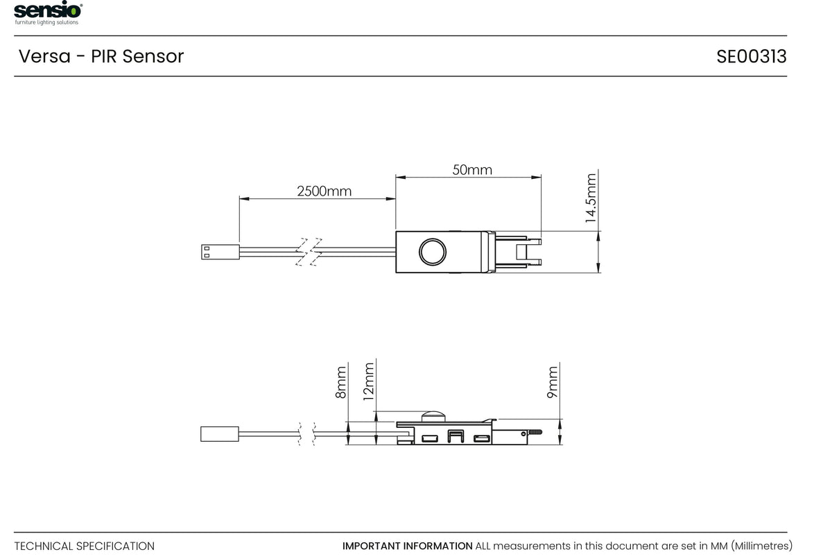 Technical drawing for Versa - Capteur PIR
