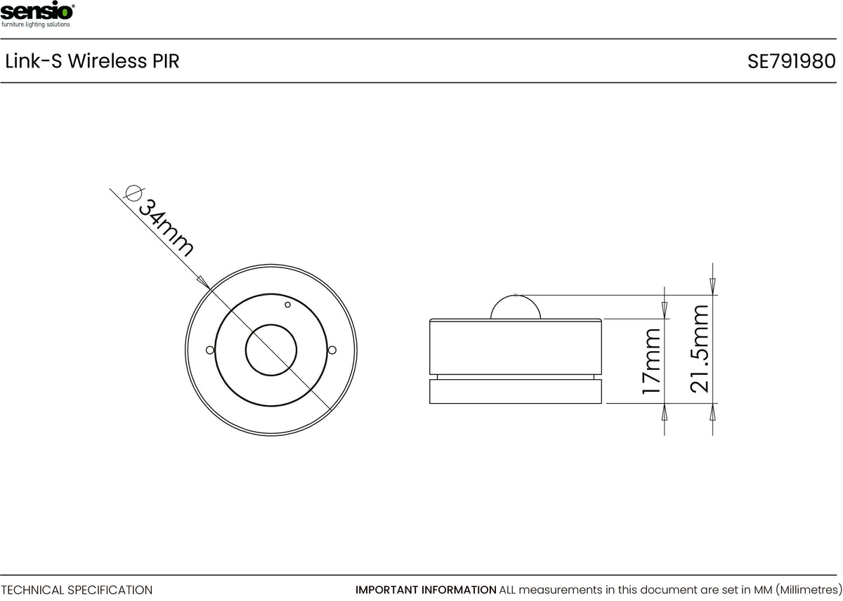 Technical drawing for PIR sans fil Link-S
