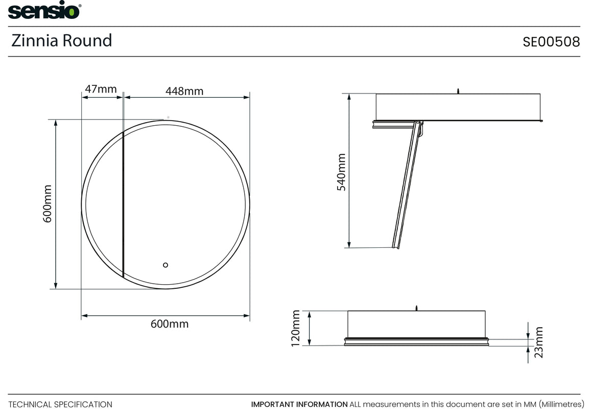 Technical drawing for Zinnia Ronde
